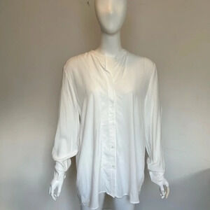 Ya Ya V Neck Office Tunic Tops Long Sleeve Loose Casual Blouse US 10 NWT